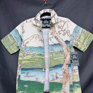 Rebel Vengeance Button Up Shirt Mens S
Tapestry Graphic Japanese Art Mt Fuji